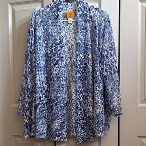 Ruby Rd. Blue and White Lace Cardigan